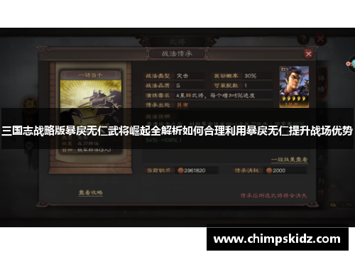 三国志战略版暴戾无仁武将崛起全解析如何合理利用暴戾无仁提升战场优势